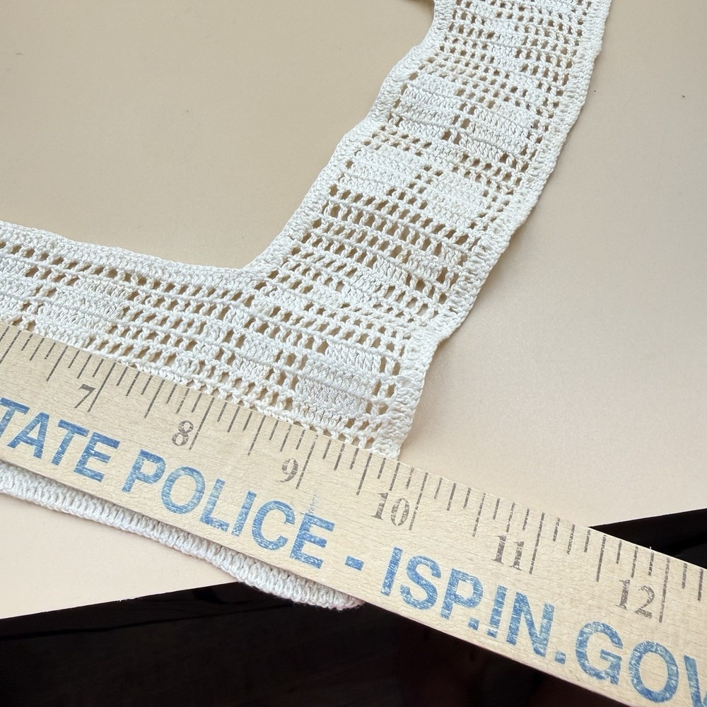 Vintage Handmade Filet‎ Crochet Detachable Collar White Lace Bib Peter Pan - Picture 8 of 8